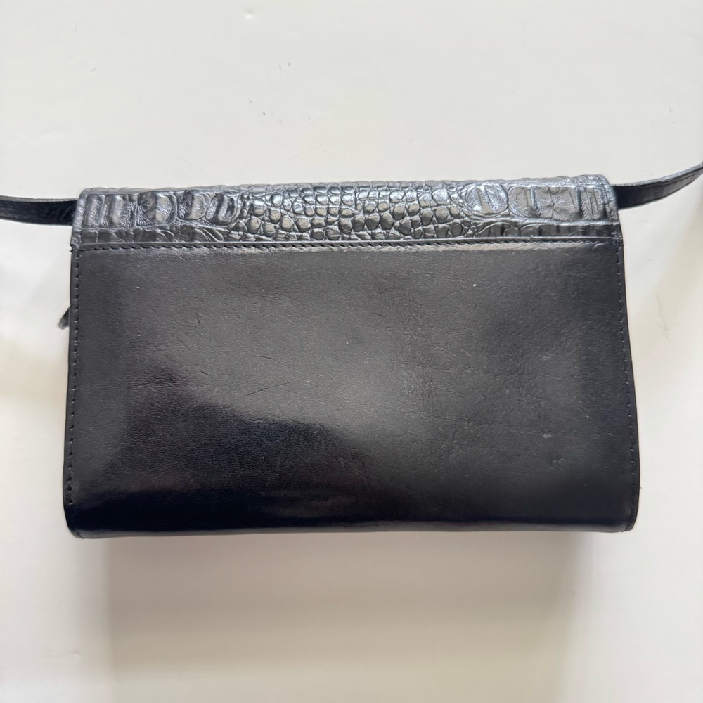 Vintage Brighton Black Croc-Embossed Leather Convertible Crossbody Clutch Wallet - Picture 8 of 11